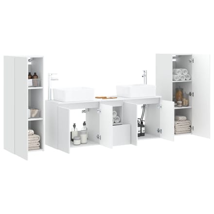 vidaXL - Badkamermeubel - Set - 5 - st - Wit - 33 - x - 34,5 - x - 100 - cm - Bewerkt - hout