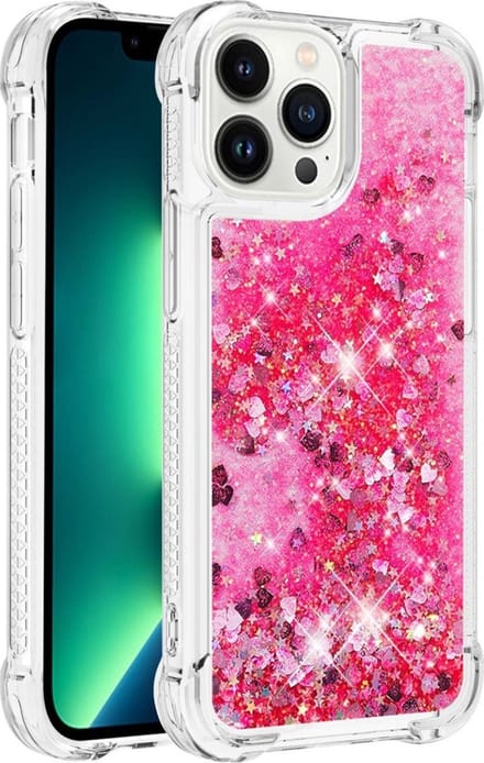 Peachy Glitter TPU hoesje geschikt voor iPhone 14 Pro Max - transparant roze