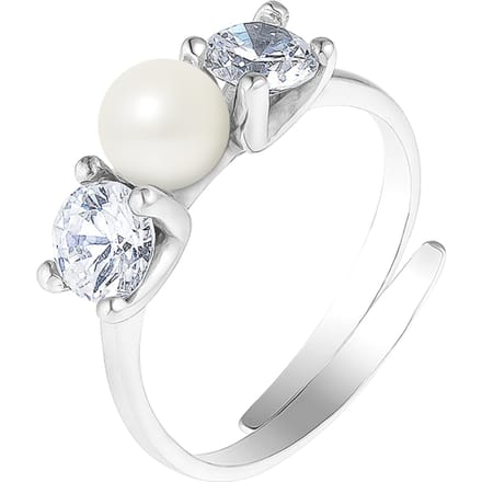 Witte cultuur parelring 5-6 mm verstelbare zirkoniumoxiden 925