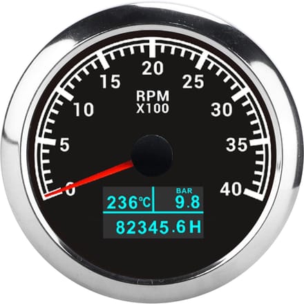 Pointer Toerenteller 3-in-1 RPM IP67 Multifunctioneel Watertemperatuur Oliedruk Tacho Meter voor Auto Boot Vrachtwagen Black Dial black