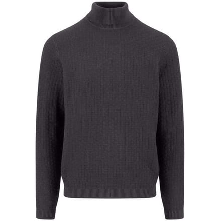 Fynch-Hatton Trui Rollneck Square Triple Stripe Texture Charcoal / male