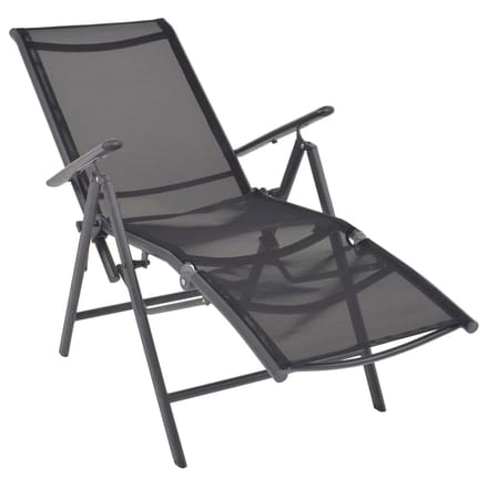 vidaXL - Terrasstoel - verstelbaar - aluminium - en - textileen - zwart