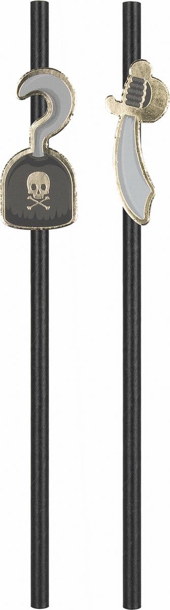 PARTYPRO - 10 Piraten rietjes zwart 20 cm