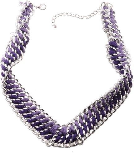 Behave - Gevlochten Statement Ketting - Paars & Zilverkleur - Dames