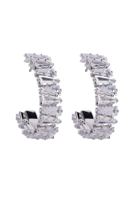 AVANT-GARDE PARIS Frozen Waterfall Oorbellen - Zilver 0.8cm x 3.3cm - 1 stuk - Rhodium Plated met Rectangular-Cut Edelstenen