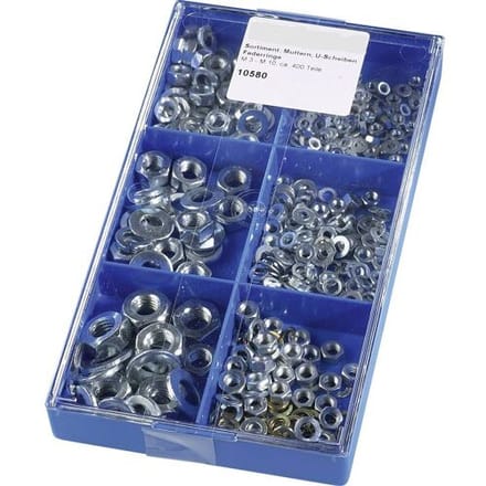 804436 Assortiment moeren, U-schijven, veerringen Inhoud 400 stuk(s)