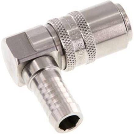 RVS DN 9 Tempereerkoppeling Snelkoppeling 13 mm Slangpilaar 90-deg