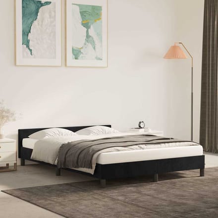 vidaXL - Bedframe - zonder - matras - 140x190 - cm - fluweel - zwart