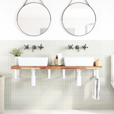 vidaXL - Badkamer - wandschap - staal - en - massief - acaciahout