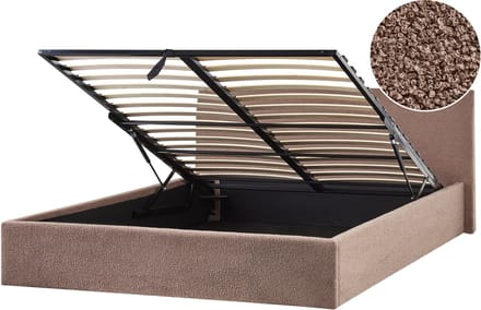 ORBEY - Bed met opbergruimte - Bruin - 180 x 200 cm - Bouclé