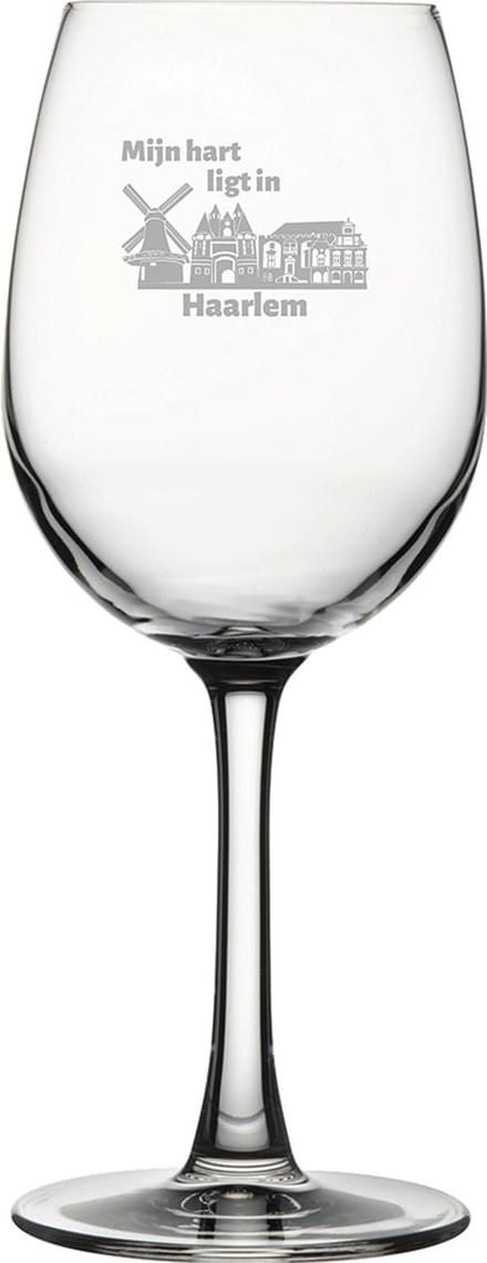 Gegraveerde witte wijnglas 36cl Haarlem