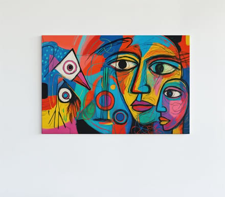 Canvas Schilderij – Gezichten in kleur - Abstracte kunst – 90x60x2 cm