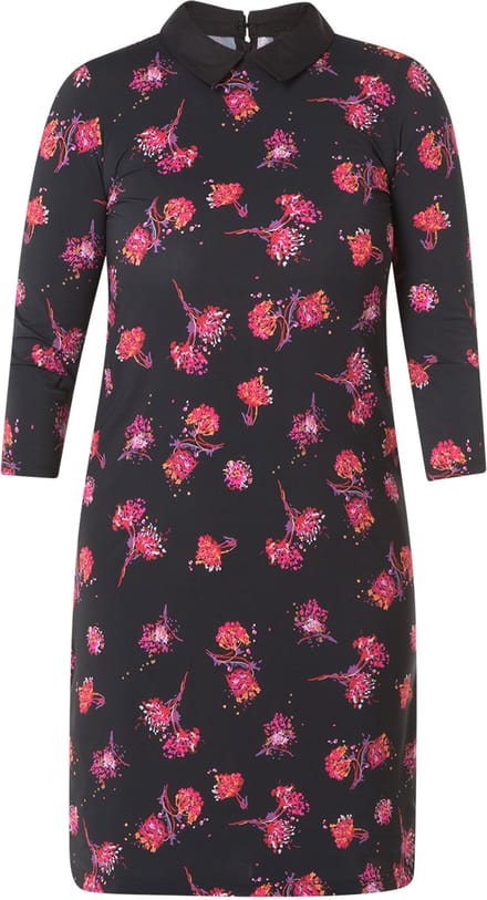 Jurk Yesta print uni kraagje 105CM
