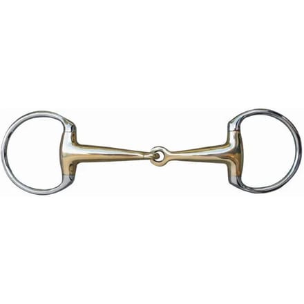 Mors olijf voor paard maillechort en RVS ringen HKM 16 mm