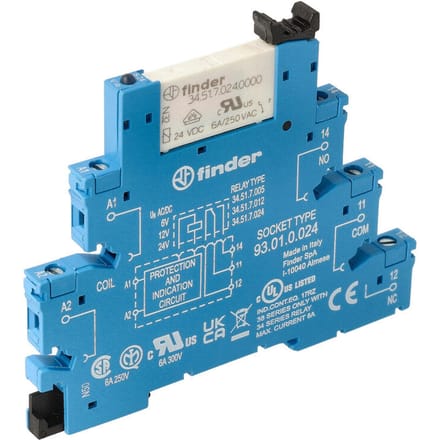 Finder Interface Relais 6A 24V AC/DC Met Socket - 38.51.0.024.0060S