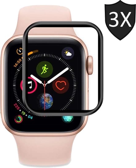 3x Screenprotector geschikt voor Apple Watch 44mm Series 4 - Full Screen Cover Volledig Beeld