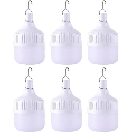 6-pack 60W LED-lamp Oplaadbare noodverlichting Waterdichte campinglamp met 3 lichtmodi voor wit