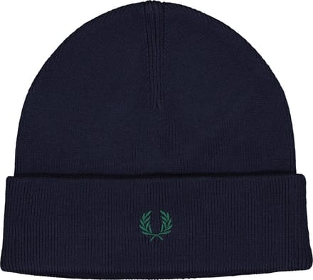 Fred Perry merino wol beanie muts - marine blauw
