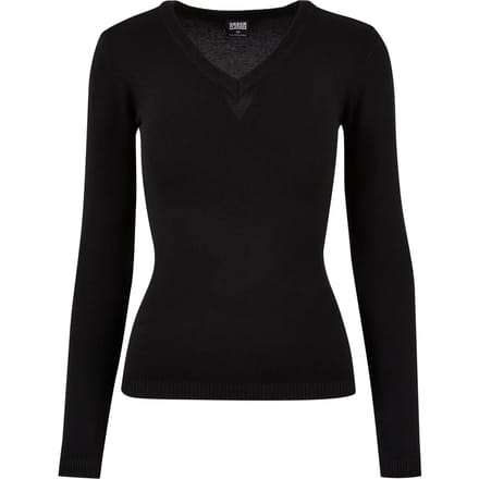 Urban Classics - Knitted VNeck Longsleeve top - 4XL - Zwart