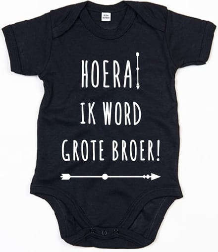 Rompertje Hoera Grote Broer-Zwart-3-6 Maanden
