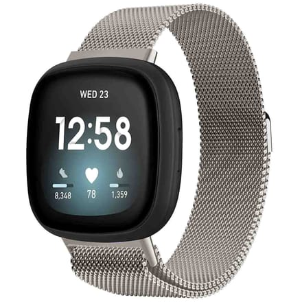 Milanees magnetisch bandje - Geschikt voor Fitbit Sense/ Versa 3/ Versa 4/ Sense 2 - Sterrenlicht