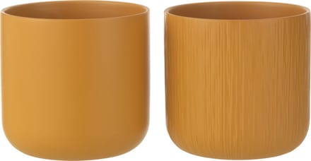 J-Line bloempot Gen - keramiek - oker - large - 2 stuks - Ø 18.5 cm