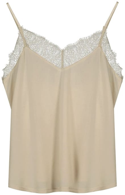 Only Lsuhoney Cupro Mouwloos T-shirt Beige L Vrouw