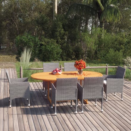 vidaXL - 7-delige - Tuinset - poly - rattan - grijs