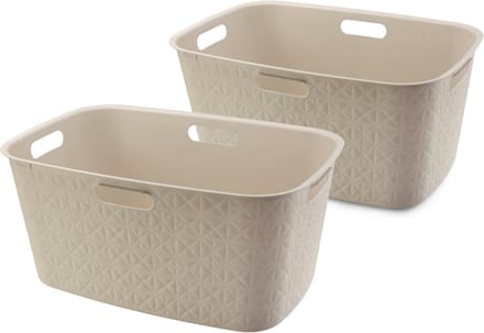 Curver Softex Wasmand - 45 liter - Set van 2 - 57x37x27cm - Beige