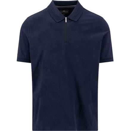 Fynch-Hatton Polo Jacquard Subtle Leaves Zip Collar Navy / male