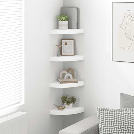 vidaXL - Hoekschappen - zwevend - 4 - st - 25x25x3,8 - cm - MDF - wit