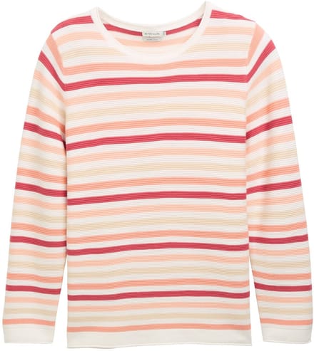 Tom Tailor - Plus Size - Gebreide trui van biologisch katoen - Maat 46 - peachy knit stripe design