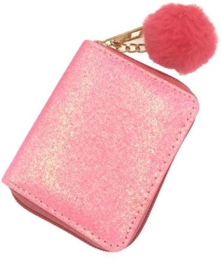 Roze Glitter Portemonnee - Meisjes - Met pompom