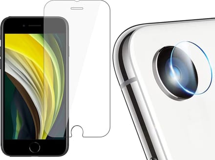 Screenprotector geschikt voor iPhone SE 2022 / 2020 / 8 / 7 + Camera Lens Protector - GlassGuard Screen Protector