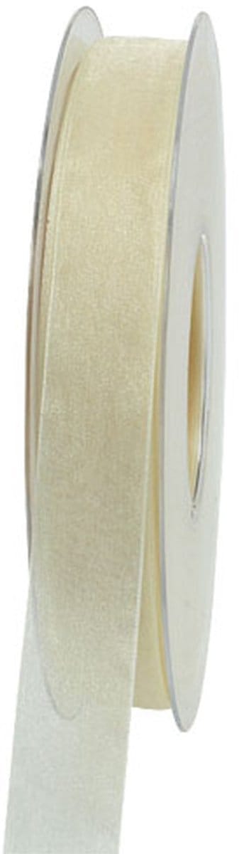 Organza lint met zelfkant 1.5cm 50m creme