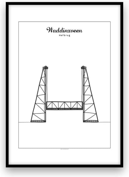 Waddinxveen stadposter - Zwart-wit