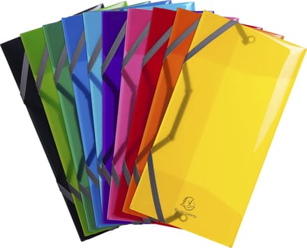 Exacompta 10x IDERAMA® PP Elastomap met 3 kleppen - envelop formaat 23.5x12cm - Geassorteerd - 55770E