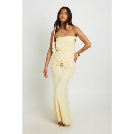 boohoo Dames Jacquard Wikkel Maxirok Met Gouden Details | Lemon | Maat: 14