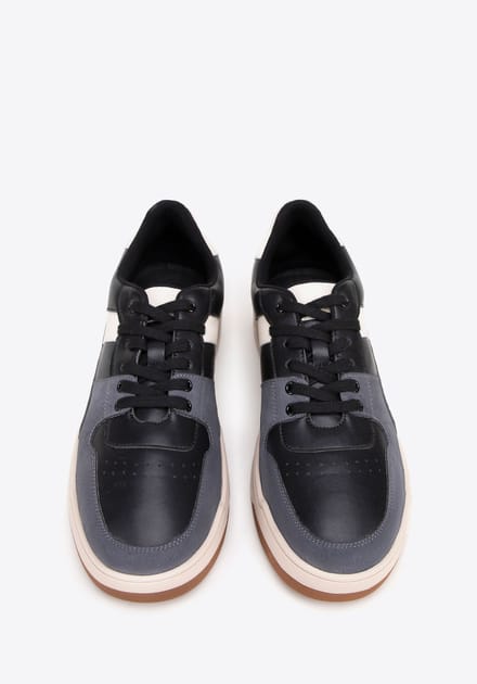 Wittchen Heren zwart en grijs eco-leren sneakers