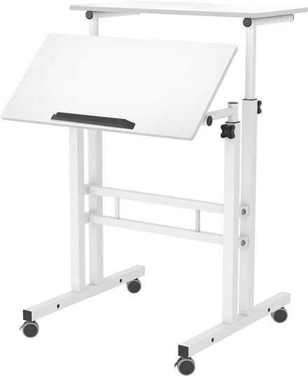 Computertafel bureau op wielen pc tafel 60x40x75 cm wit - In Hoogte Verstelbaar 70–115 cm - kantelbaar blad