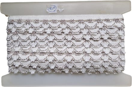 Band/Kant op spoel - 13 meter - Wit - Beige - Bruin