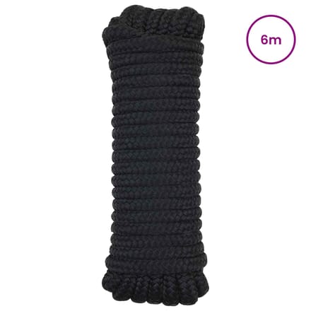 vidaXL - Boottouw - 2 - mm - 6 - m - Zwart - Polyester