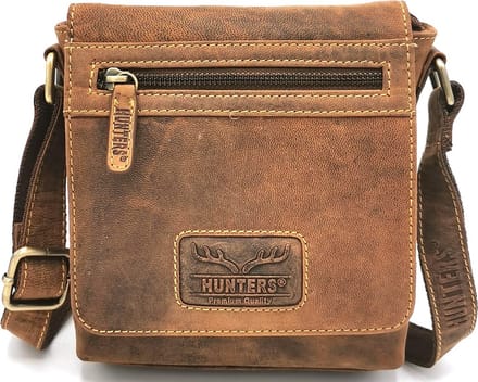 Hunters Crossbody tas - Buffel leer - klein formaat - (bxhxd) ca. 17cm x 17,5cm x 4cm