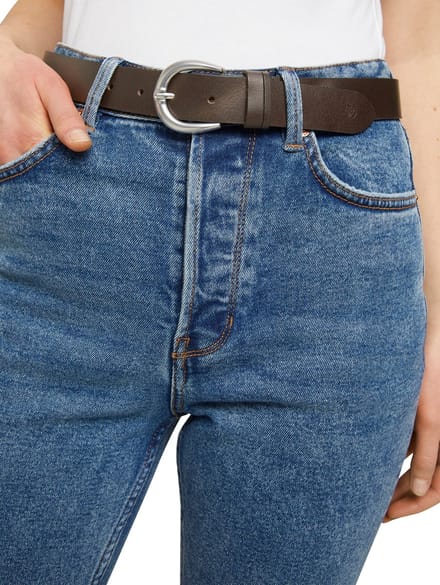 Tom Tailor Denim - TTCARRIE leren riem met afgeronde gesp - Maat 75 - brown uni