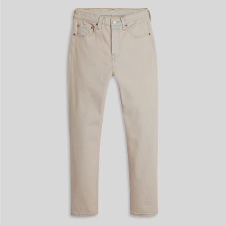 Levis Damesjeans 501 met rechte pijpen en enkellengte (Suikerspin)