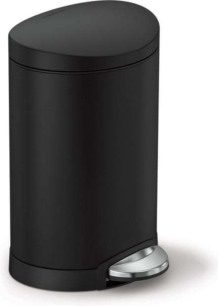 Simplehuman - Prullenbak Half Rond 6 liter - Zwart - Roestvast Staal