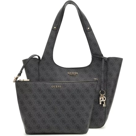 GUESS Schoudertas Shopper Calista 2 in 1 Tote Coal Logo Donkergrijs