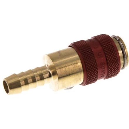Messing DN 5 Rood Luchtkoppeling Snelkoppeling 6 mm Slangpilaar
