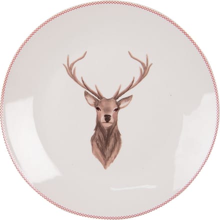 Clayre & Eef Ontbijtbord Ø 20 cm Beige Bruin Porselein Hert