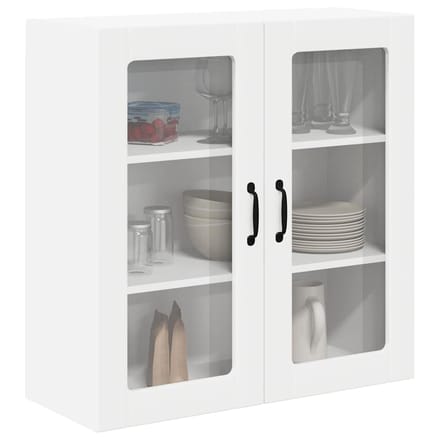 vidaXL - Wandglas - Kasten - LUCCA - Wit - 80 - x - 31 - x - 80 - cm - Bewerkt - hout